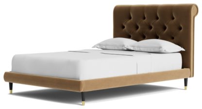 An Image of Swoon Winston Double Velvet Bed Frame - Biscuit