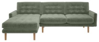 An Image of Habitat Fenner Velvet Corner Chaise Sofa - Sage