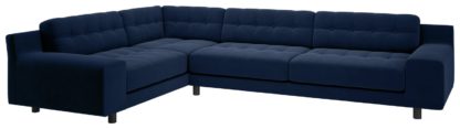 An Image of Habitat Hendricks Right Corner Velvet Sofa - Navy