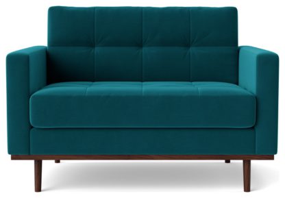 An Image of Swoon Berlin Velvet Cuddle Chair - Fern Green