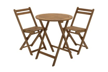 An Image of Argos Home 2 Seater Folding Wooden Garden Bistro Set - Brown