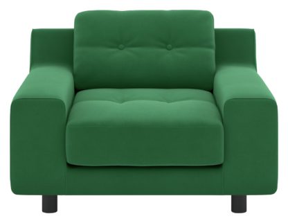 An Image of Habitat Hendricks Velvet Armchair - Green