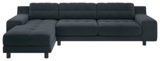 An Image of Habitat Hendricks Velvet Corner Chaise Sofa - Charcoal