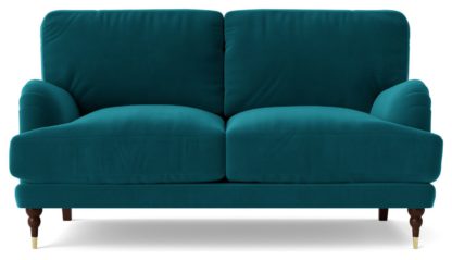 An Image of Swoon Charlbury Velvet 2 Seater Sofa - Fern Green