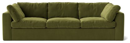 An Image of Swoon Seattle Velvet 3 Seater Sofa - Biscuit