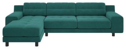 An Image of Habitat Hendricks Velvet Corner Chaise Sofa - Teal