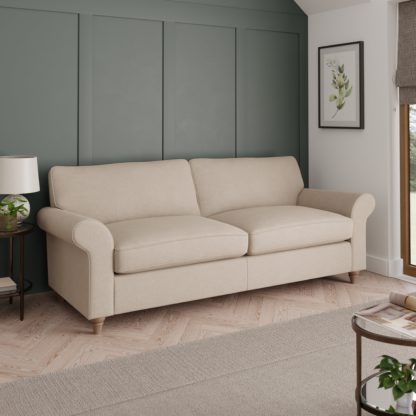 An Image of Rosa Soft Chenille 4 Seater Sofa Soft Chenille Sandstone