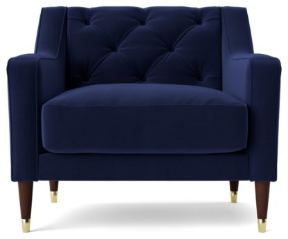 An Image of Swoon Pritchard Fabric Armchair - Indigo Blue