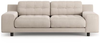 An Image of Habitat Hendricks 3 Seater Velvet Sofa - Natural