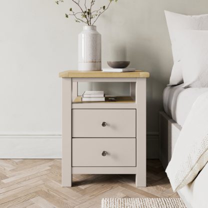 An Image of Olney 2 Drawer Bedside Stone Natural