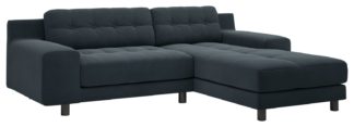 An Image of Habitat Hendricks Velvet Corner Chaise Sofa - Charcoal