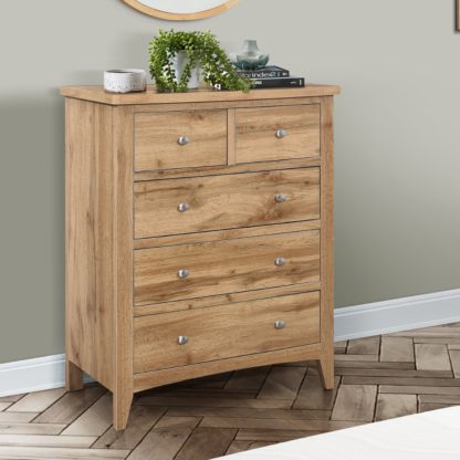 An Image of Hampstead Oak Wooden 3+2 Drawer Chest