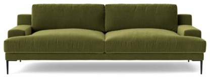 An Image of Swoon Almera Velvet 3 Seater Sofa - Biscuit