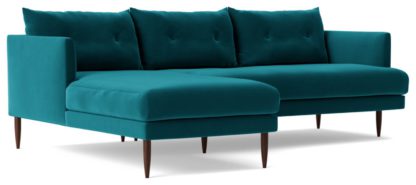 An Image of Swoon Kalmar Velvet Left Hand Corner Sofa - Biscuit