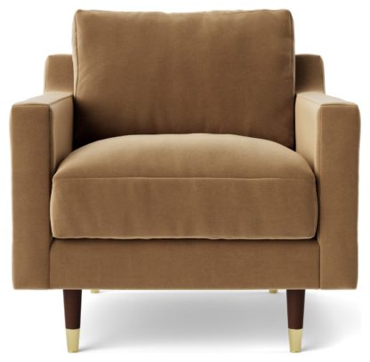 An Image of Swoon Rieti Velvet Armchair - Fern Green