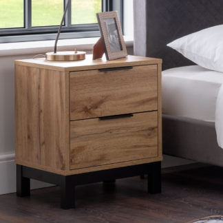 An Image of Bali Oak 2 Drawer Wooden Bedside Table