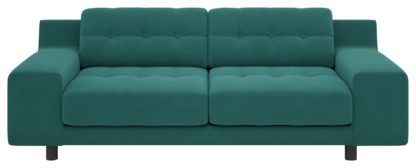 An Image of Habitat Hendricks 3 Seater Velvet Sofa - Teal