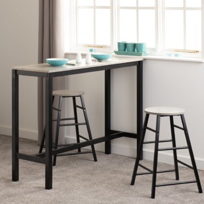 An Image of Athens Rectangular Bar Table with 2 Stools Grey