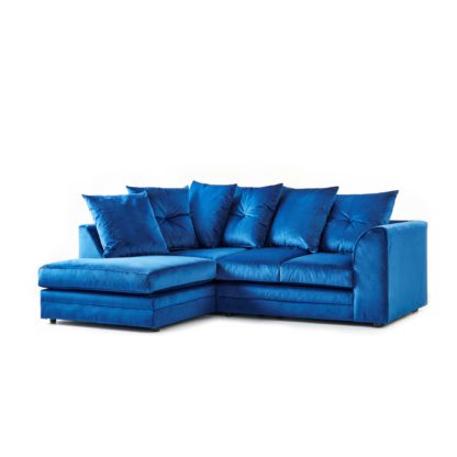 An Image of Blake Soft Velvet Corner Sofa Blue and White