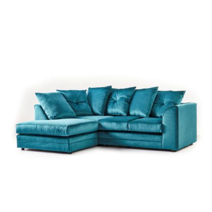 An Image of Blake Soft Velvet Corner Sofa Blue and White