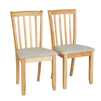 An Image of Argos Home Banbury Pair of Solid Wood Dining Chairs- Natural