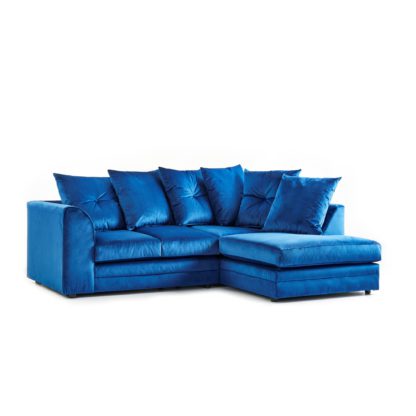 An Image of Blake Soft Velvet Corner Sofa Blue and White