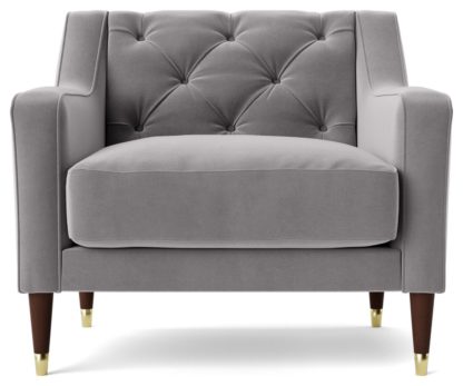 An Image of Swoon Pritchard Velvet Armchair - Granite Grey