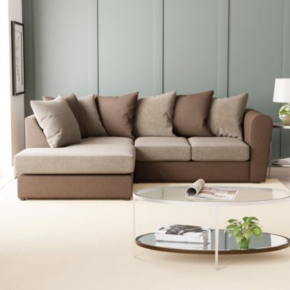 An Image of Blake Soft Faux Leather Combo Corner Sofa Soft Faux Leather Combo Chocolate