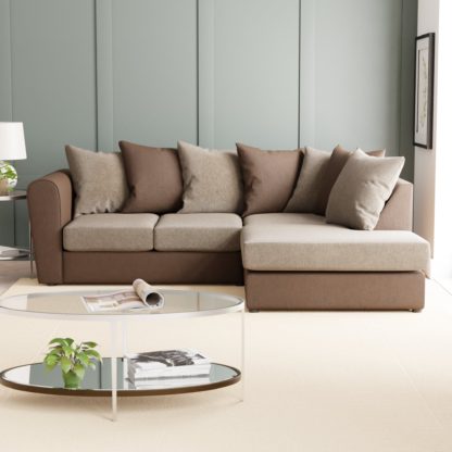 An Image of Blake Soft Faux Leather Combo Corner Sofa Soft Faux Leather Combo Chocolate