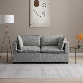 An Image of Moda 2 Seater Modular Sofa, Light Grey Boucle Moda Boucle Grey