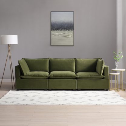 An Image of Moda 3 Seater Modular Sofa, Light Grey Boucle Moda Boucle Grey