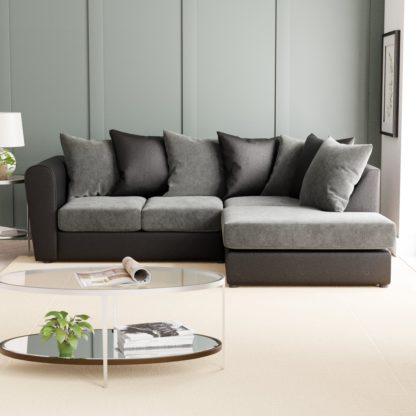 An Image of Blake Soft Faux Leather Combo Corner Sofa Soft Faux Leather Combo Chocolate