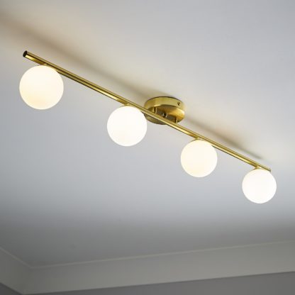 An Image of Orb 4 Lamp Spotlight Bar - Brass & Opal