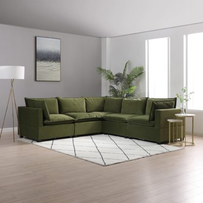 An Image of Moda Corner Modular Sofa, Light Grey Boucle Moda Boucle Grey