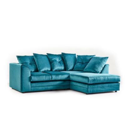 An Image of Blake Soft Velvet Corner Sofa Blue and White