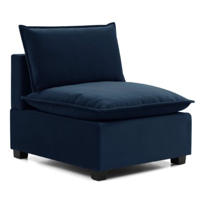 An Image of Moda Velvet Modular Armless Chair Moda Velvet Navy