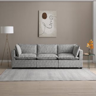 An Image of Moda 3 Seater Modular Sofa, Light Grey Boucle Moda Boucle Grey