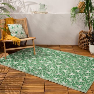 An Image of furn. Hexa Green Reversible Indoor Outdoor Rug Green