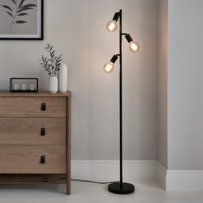 An Image of Koppla 3 Light Floor Lamp Black