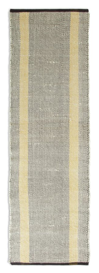 An Image of Habitat Striped Flatweave Wool Runner - Grey - 75x250cm