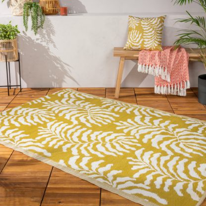 An Image of furn. Tocorico Mustard Reversible Indoor Outdoor Rug Yellow