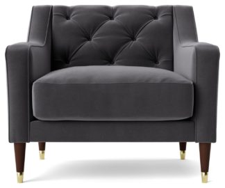 An Image of Swoon Pritchard Velvet Armchair - Granite Grey