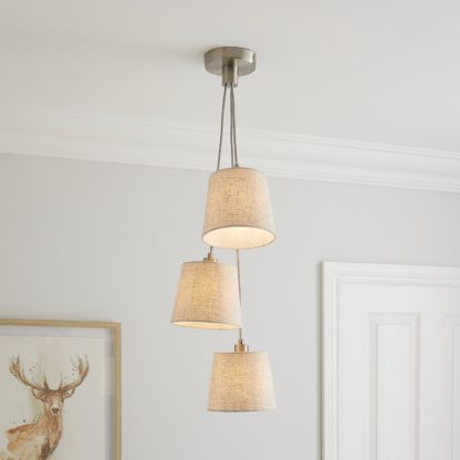 An Image of Preston 3 Light Cluster Ceiling Light Fitting Natural