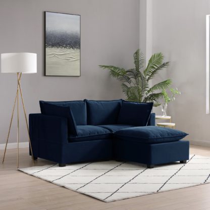 An Image of Moda 2 Seater Modular Sofa with Chaise, Light Grey Boucle Moda Boucle Grey