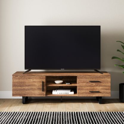 An Image of Freddie TV Unit Oak Effect Dark Wood (Brown)