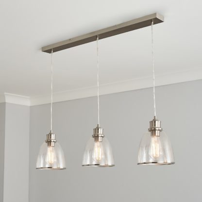 An Image of Windermere 3lt Diner Bar Ceiling Light - Satin Nickel