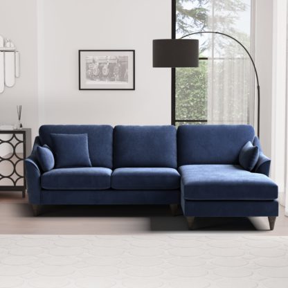 An Image of Sophia Plush Chenille Corner Sofa Navy Blue