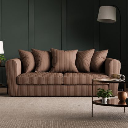 An Image of Blake Jumbo Cord 3 Seater Sofa Chocolate Brown