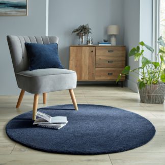 An Image of Isla Round Rug Navy Blue