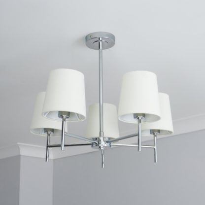 An Image of BHS Louisa Metal 5 Light Semi Flush Ceiling Light- White